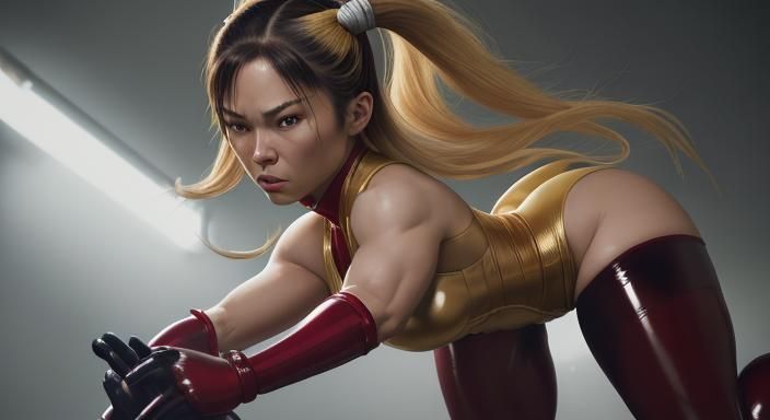 Chun-Li in Latex Skinsuit Battle Portrait
