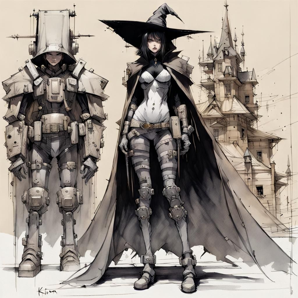 Goth Witch in Mech Armor at Spooky Manor