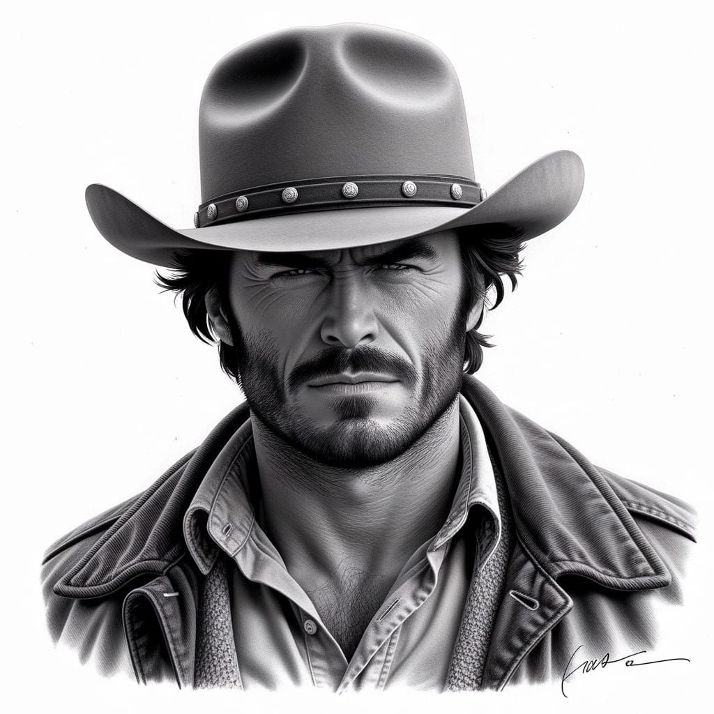 Iconic Portrait of Clint Eastwood as Dirty Harry