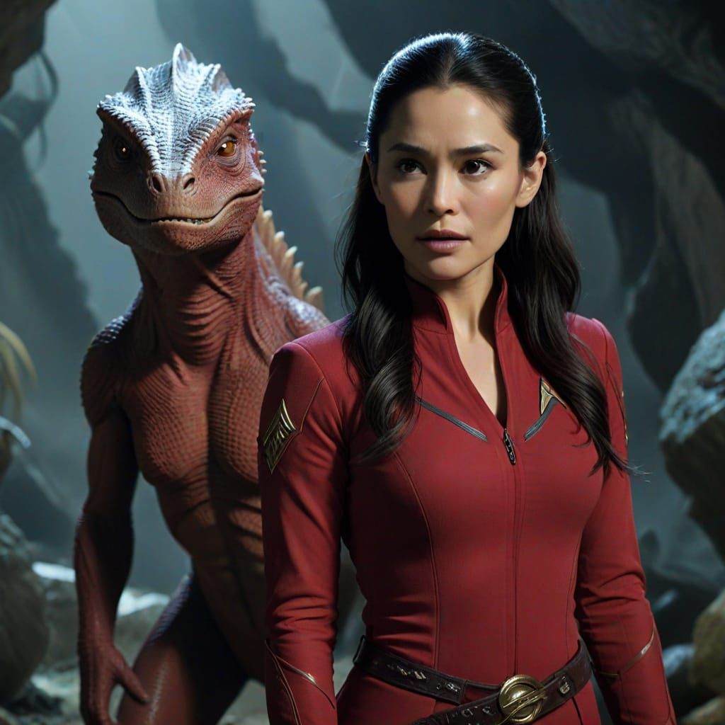 La'an Noonien-Singh, Gorn behind her, Star Trek Strange New Worlds