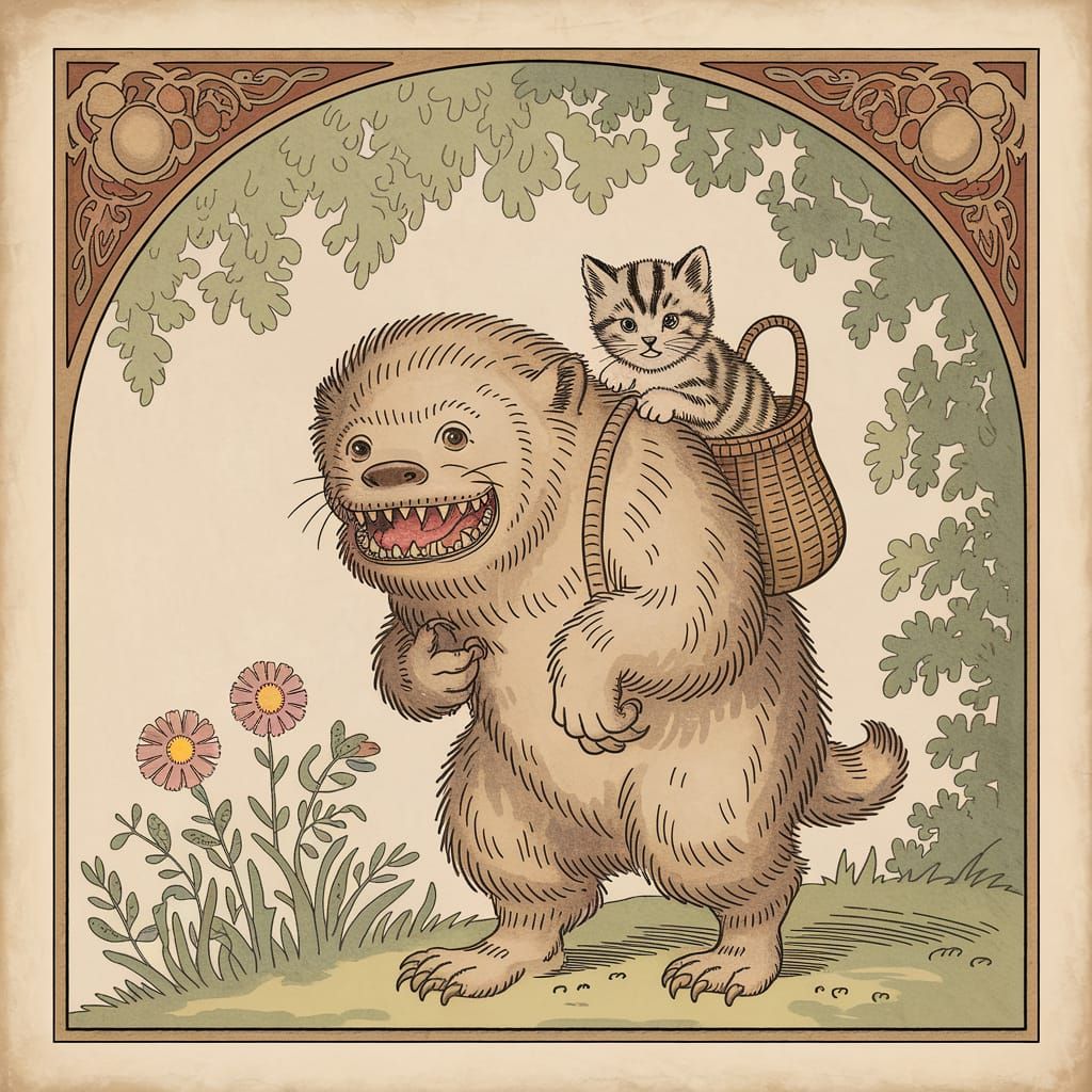 Early 20th-century book book illustration, influenced by the...