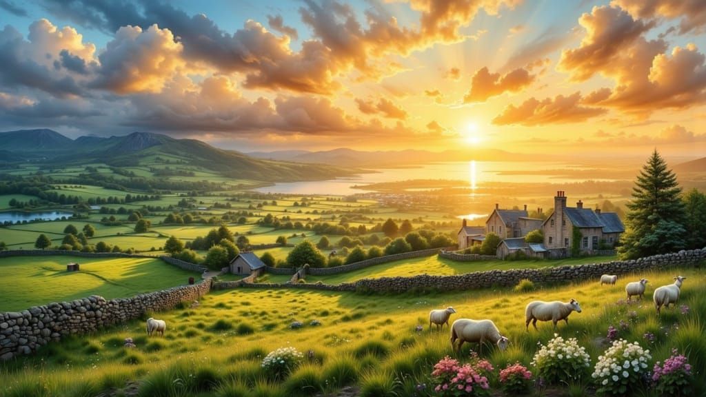 Emerald Isle Sunset: Ireland's Majestic Coastal Landscape
