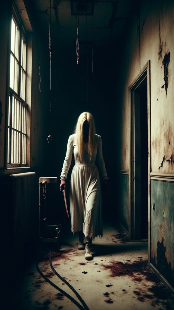 Haunting Nurse in a Dystopian Landscape