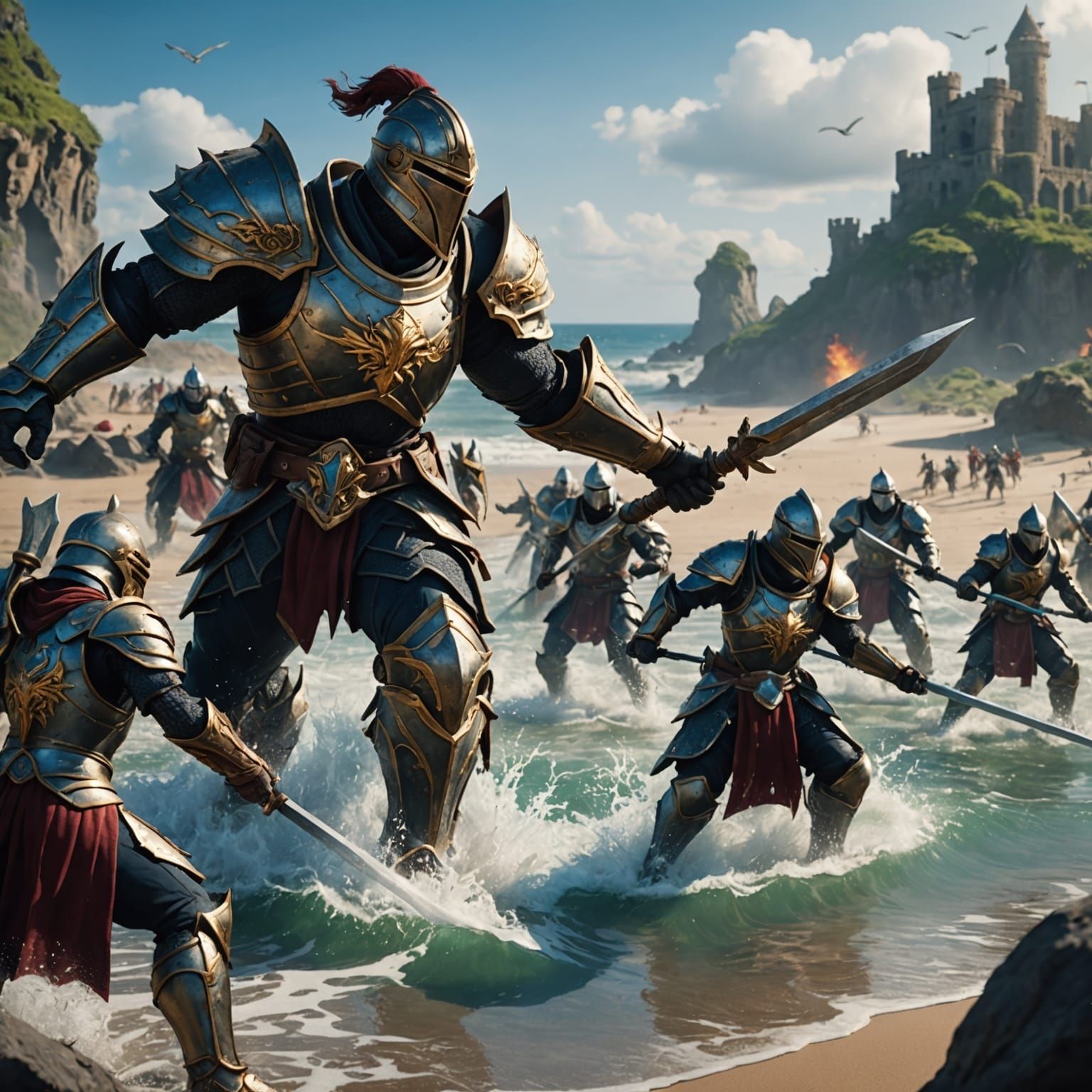 Earth Knights Versus Water Soldiers: Beach Battle