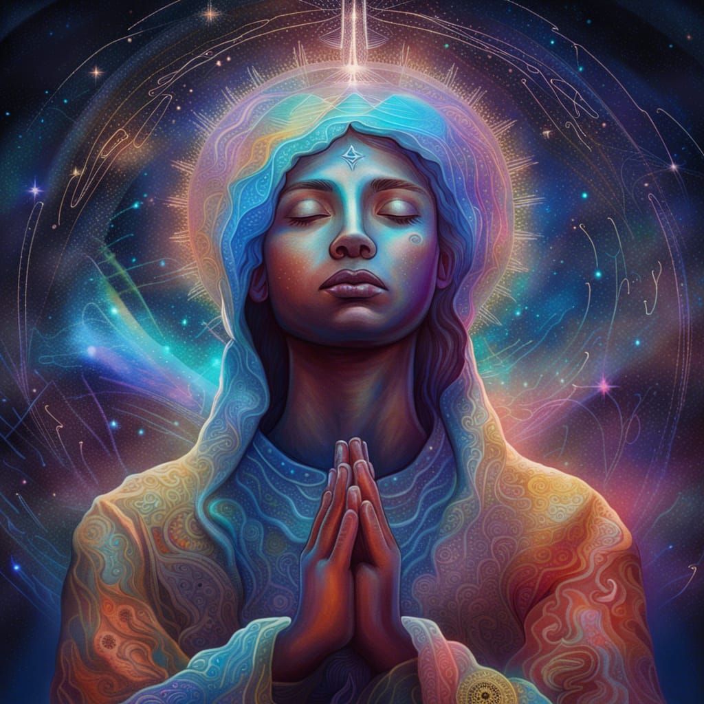 Holographic Cosmic Prayer Inspired by Pablo Amaringo