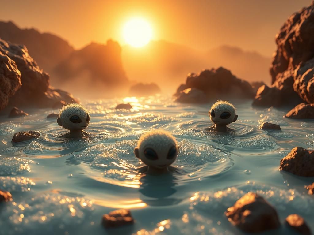 Fuzzy Aliens Relaxing in Superfluid Helium Pool