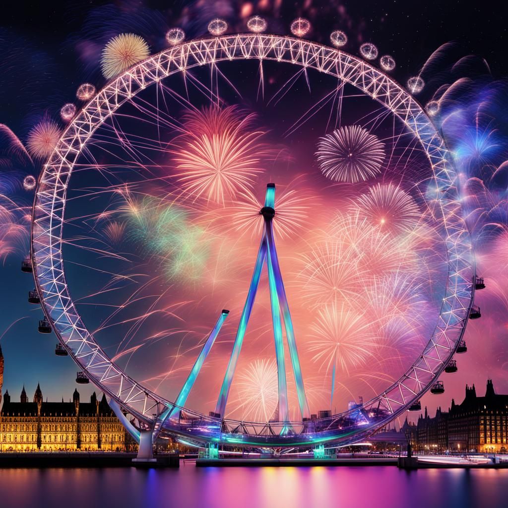 London Eye Fireworks: Happy New Year Celebration