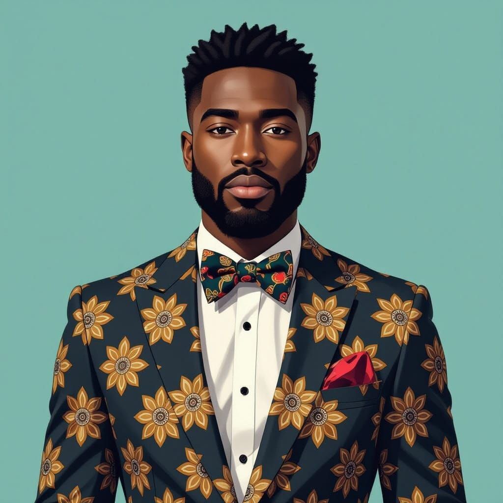 Portrait of Black Man in Amy Sherald Style