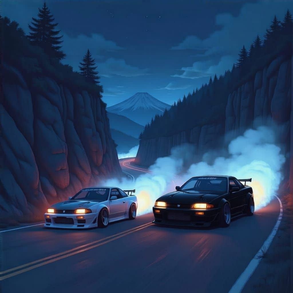 Nissan 240SX S13 & S14 Drifting at Night