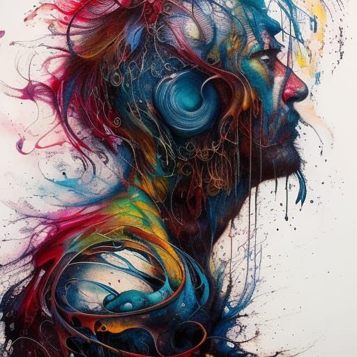 Colorful Man Portrait in Detailed Gouache Style