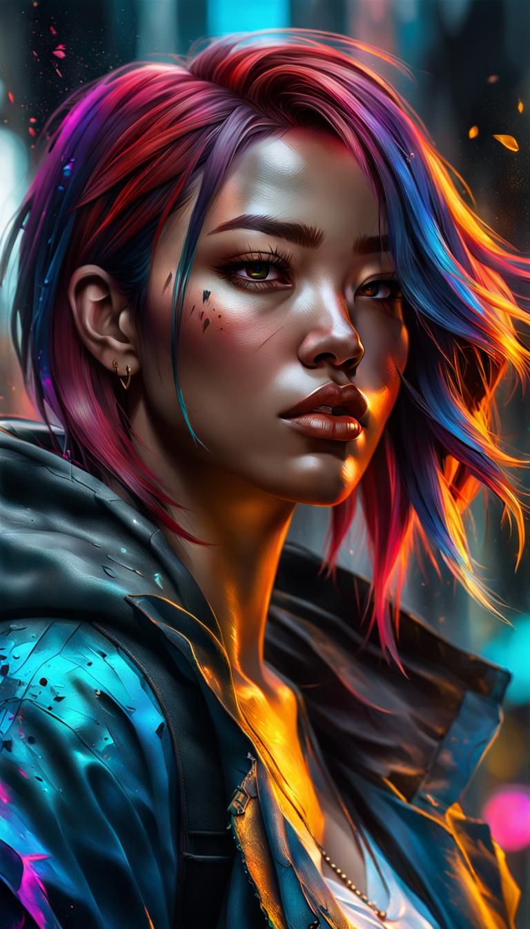 Hyperdetailed Portrait with Dynamic Lighting in Graffiti Sty...