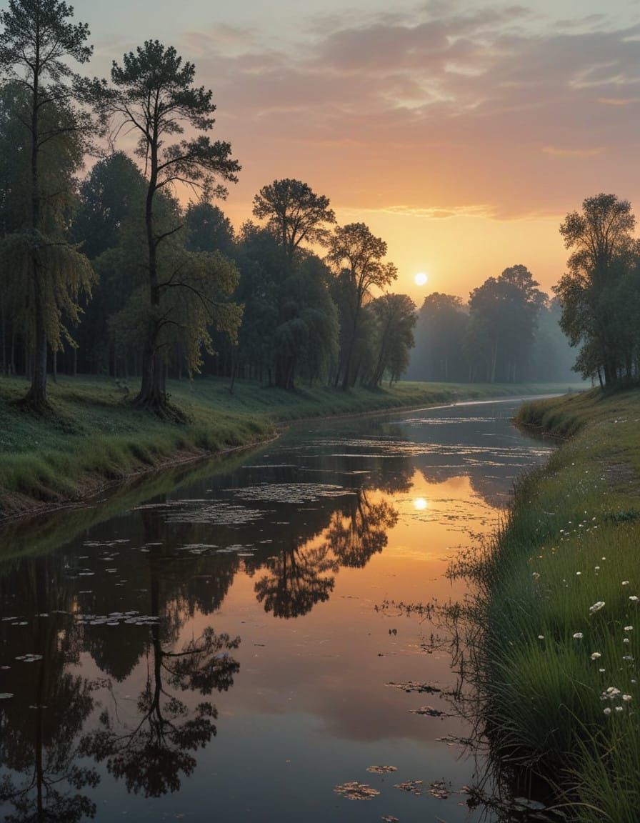 Dreamlike Lithuanian Landscape in Čiurlionis Style