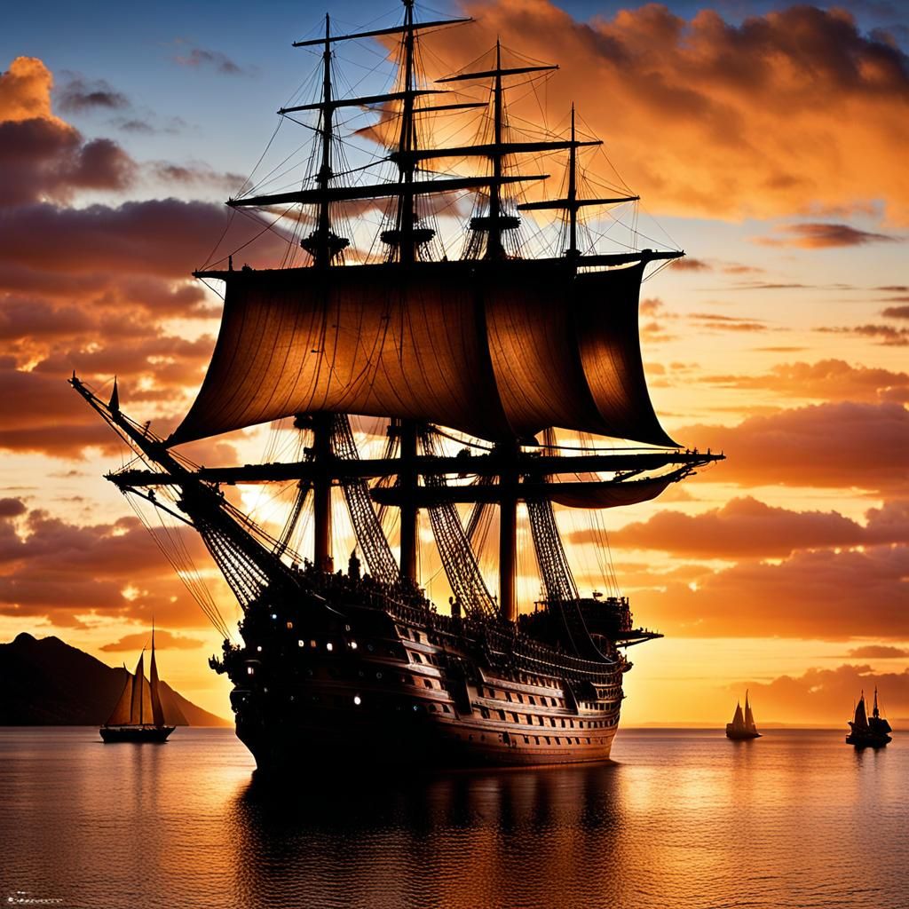 The Endeavour Pirate Ship at Sunset: A Portrait