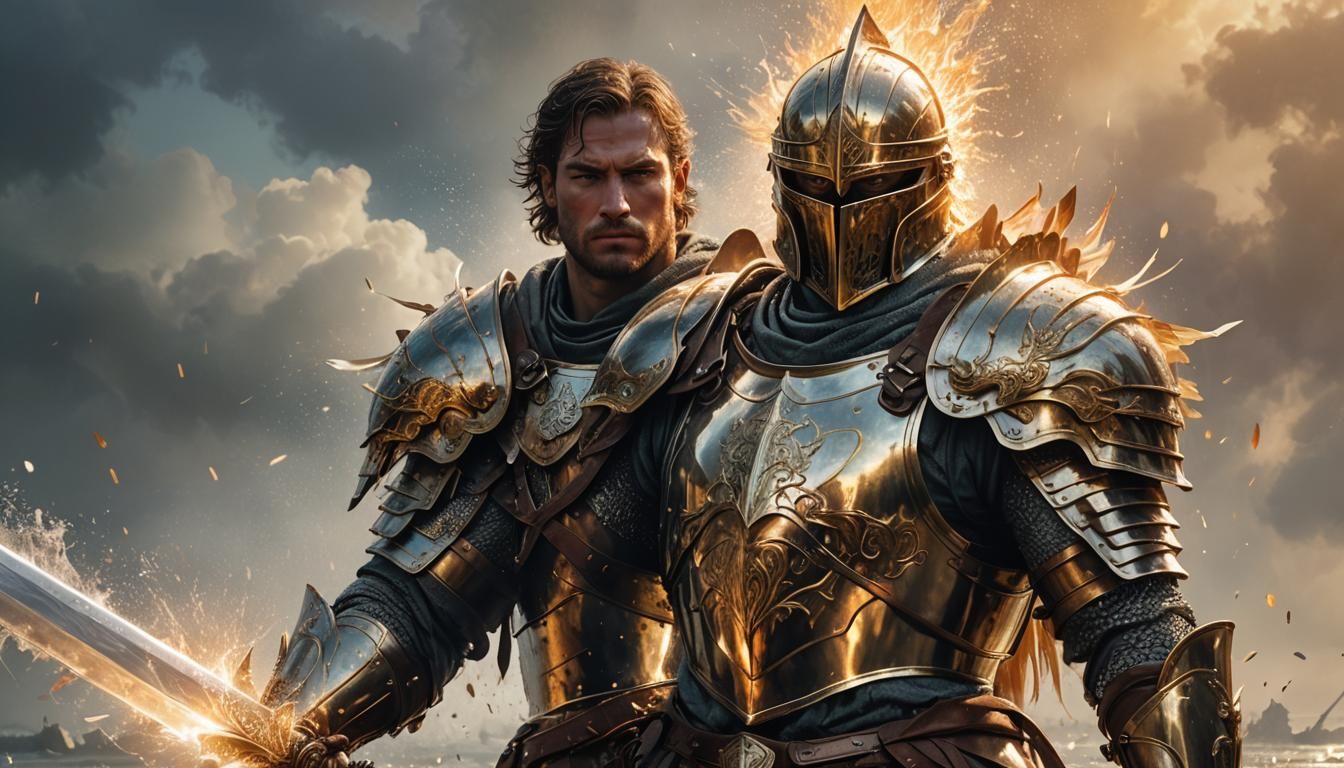 Titan Knight with Sword in Hyper-Realistic Digital Art