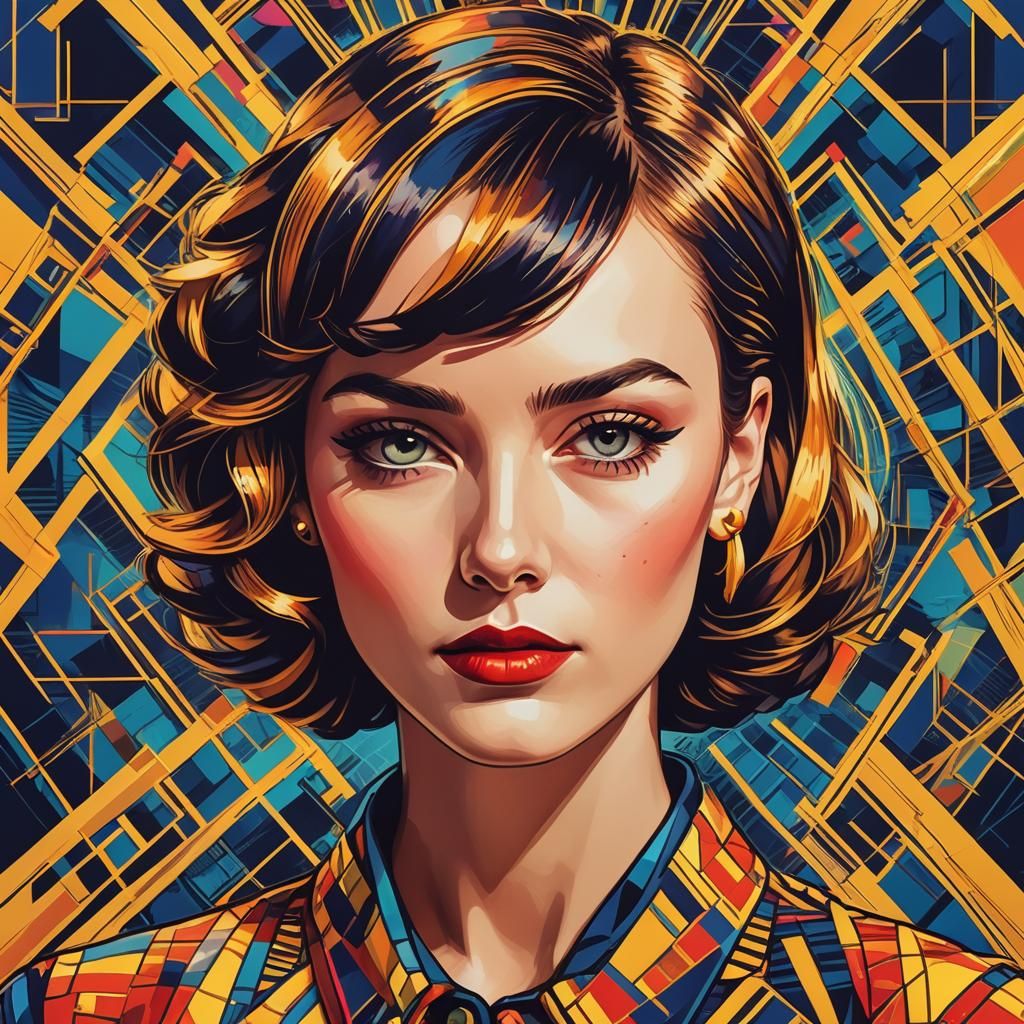 Pop Art Portrait of Erin in Bauhaus Style