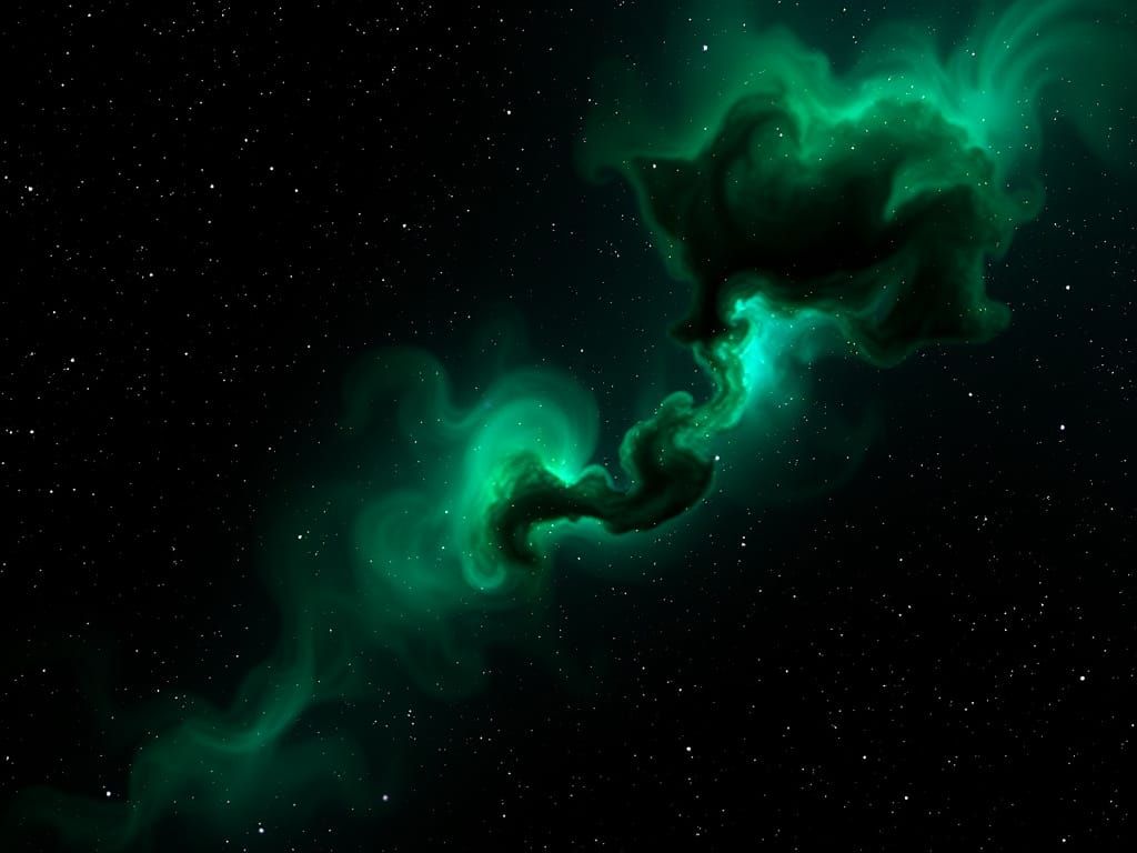 Black And Emerald Green Cosmic Nebulae