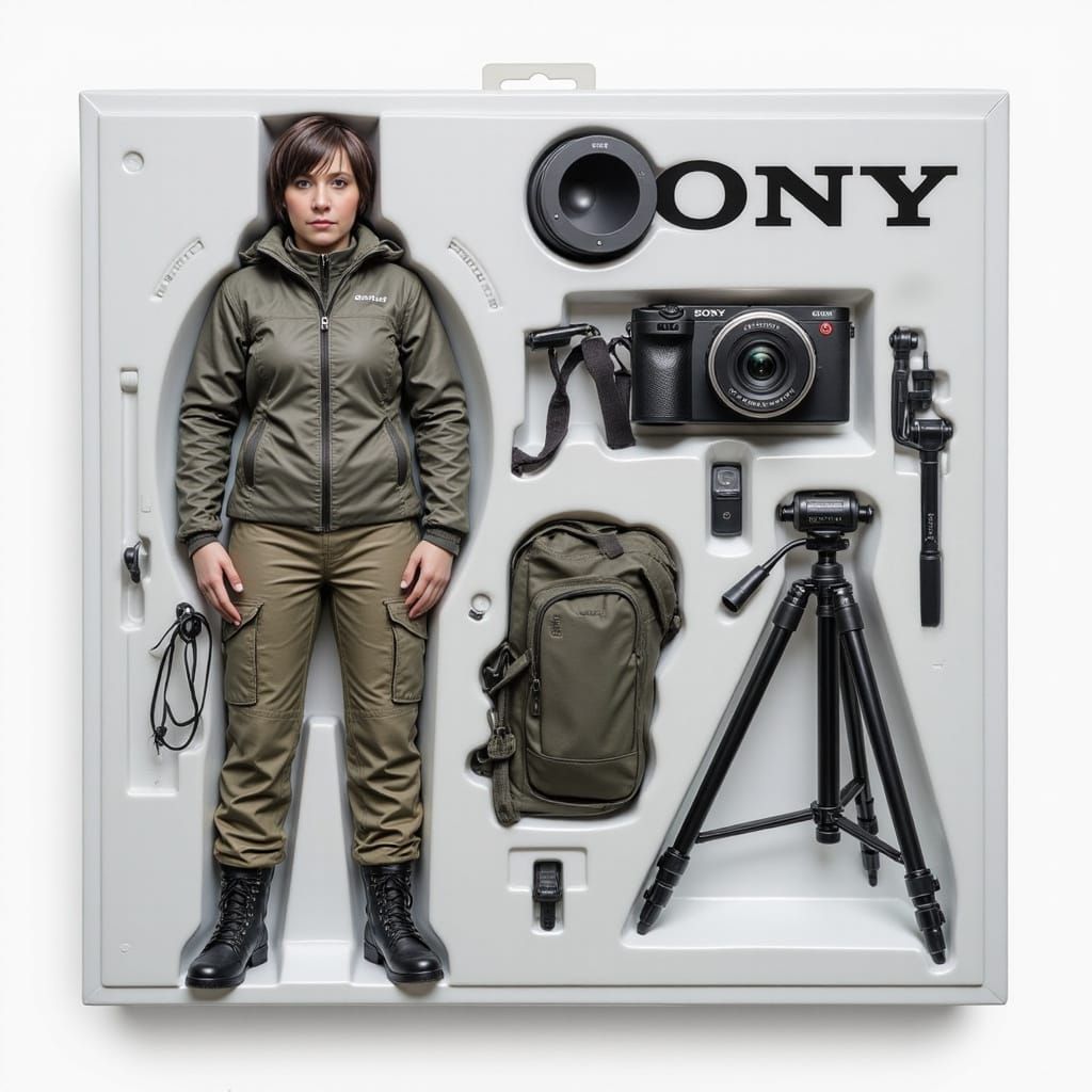 An action figure in packaging labeled 'Photographer Sony'.