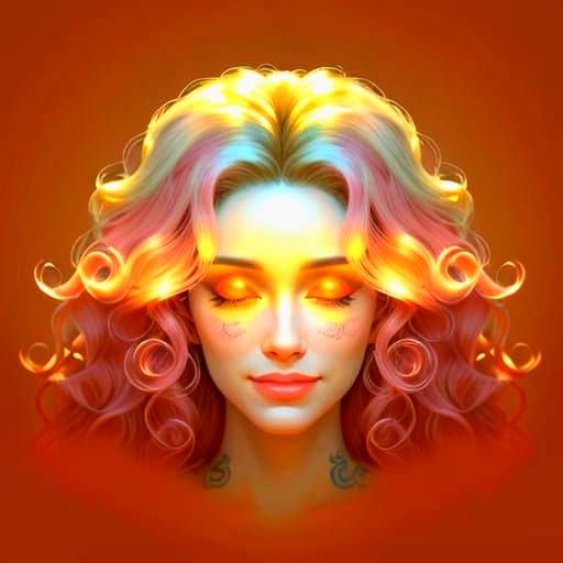 Elegant Woman with Wild Curly Hair and Enigmatic Smile