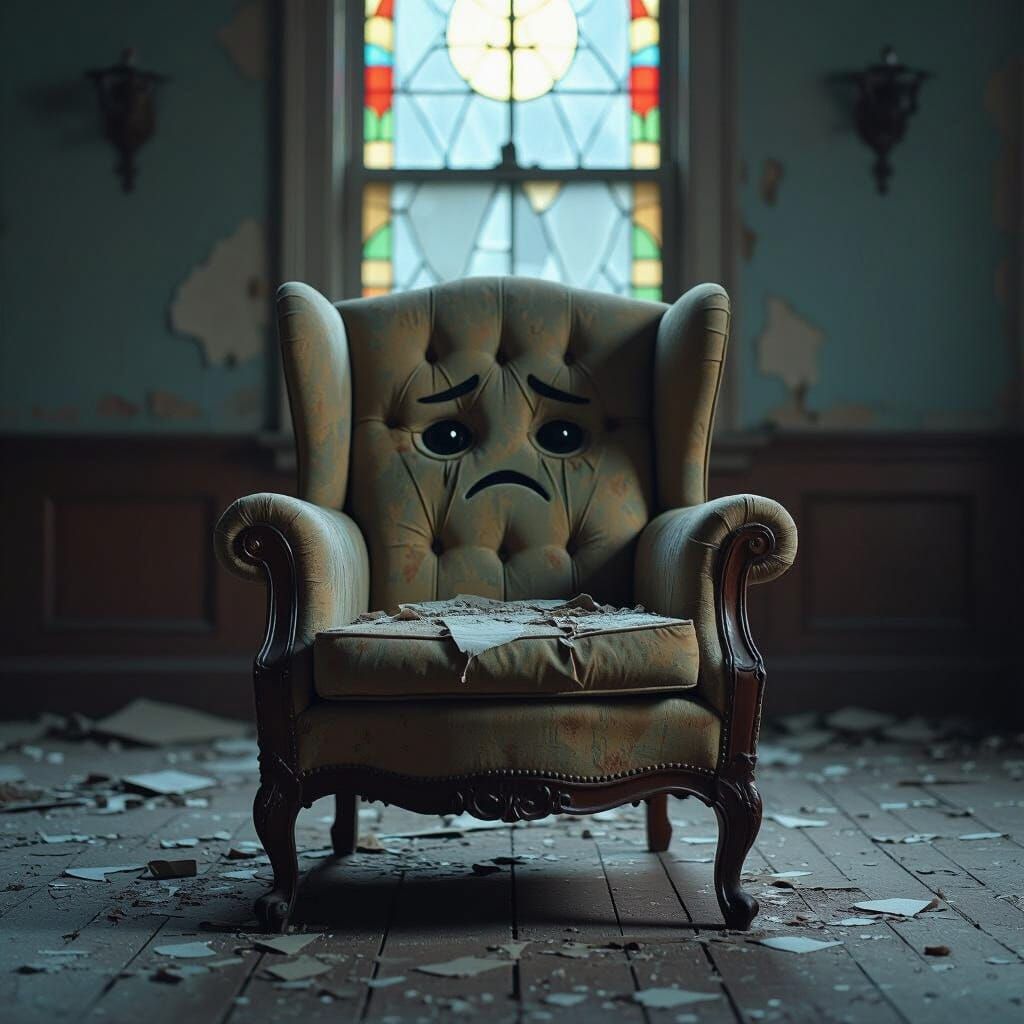 Sad Armchair in Moonlit Ballroom