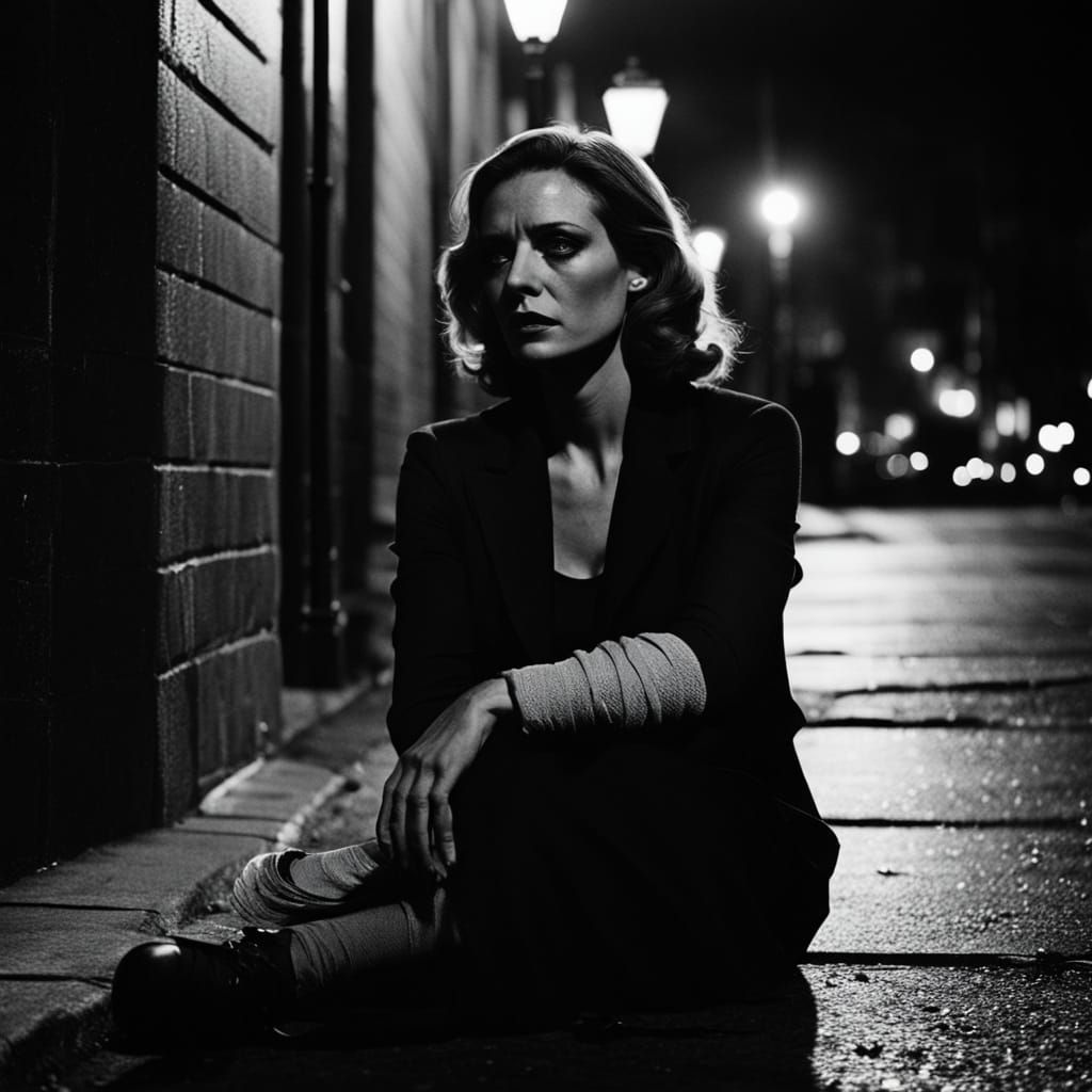 Film Noir Woman in Shadows: High Contrast Photography