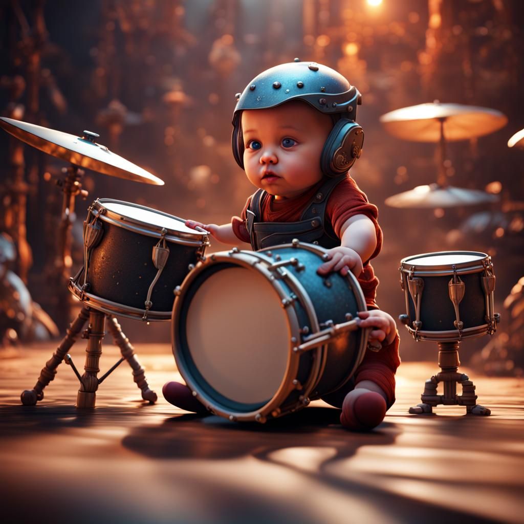 Baby Drummer: Detailed Fantasy Concept Art