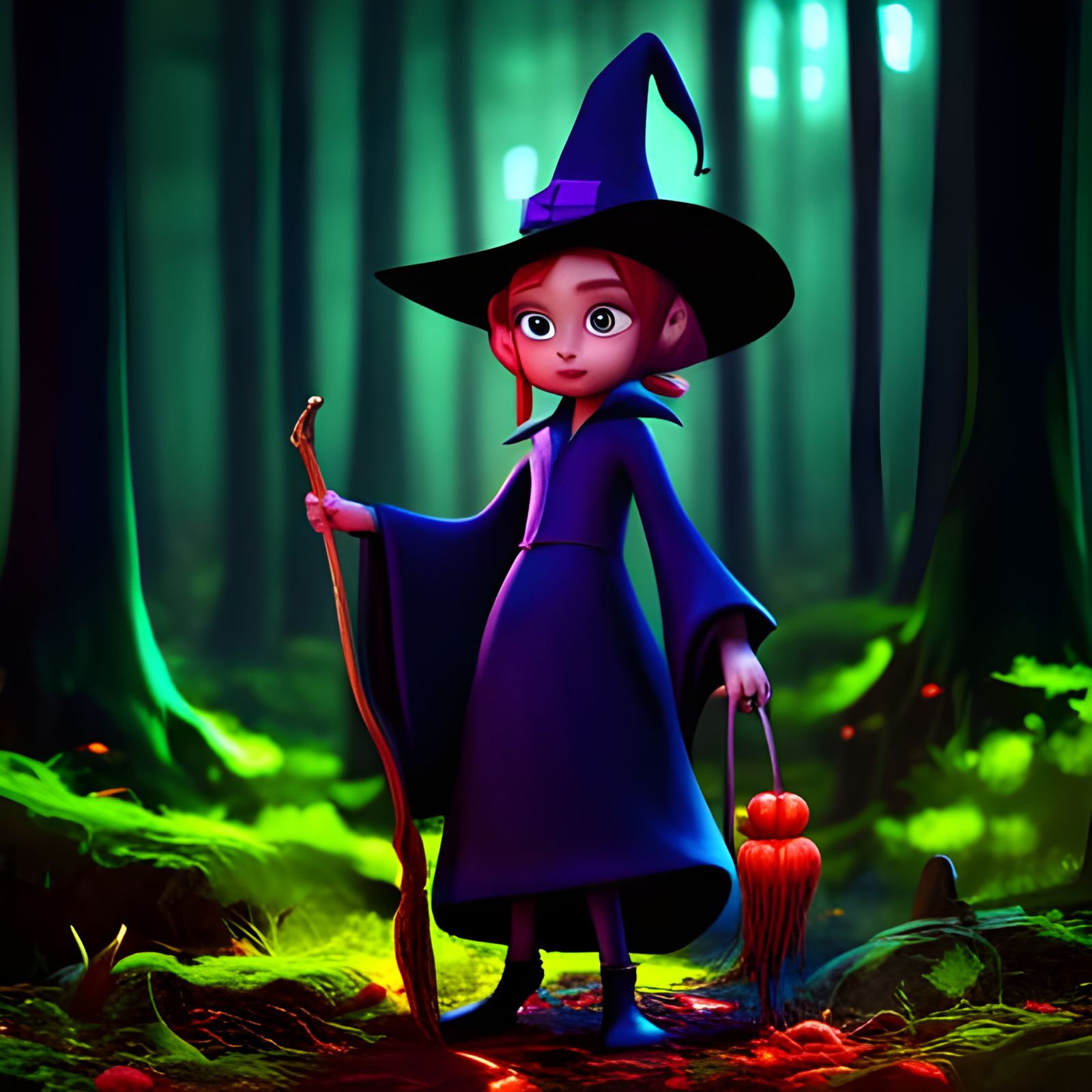 Creepy Cute Gothic Witch in Enchanted Forest