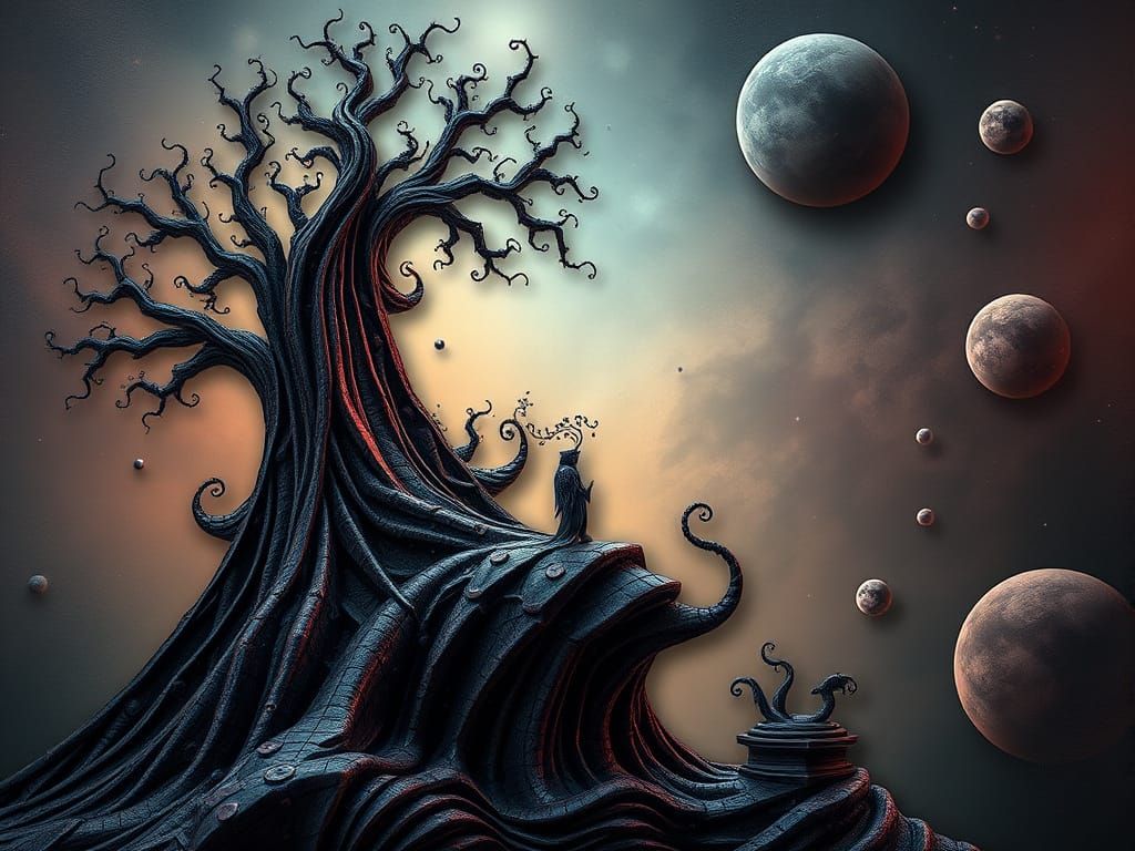 theatrical gloom gradient metalorganic  3D  fractal lacquered chromoshadow surrealastic   by artist "deco nouveau"  the ...