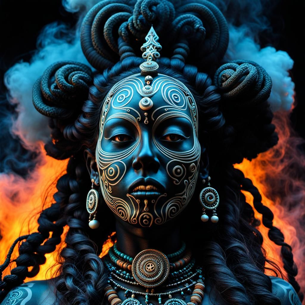 Creepy Voodoo Phantom in Complex Smoke Cloud