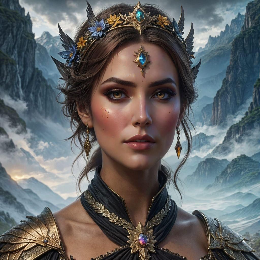 Fantasy Sorceress Portrait in Graffiti Art Style