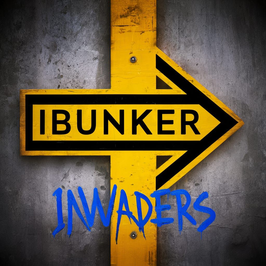 Bunker Invaders Graffiti Sign