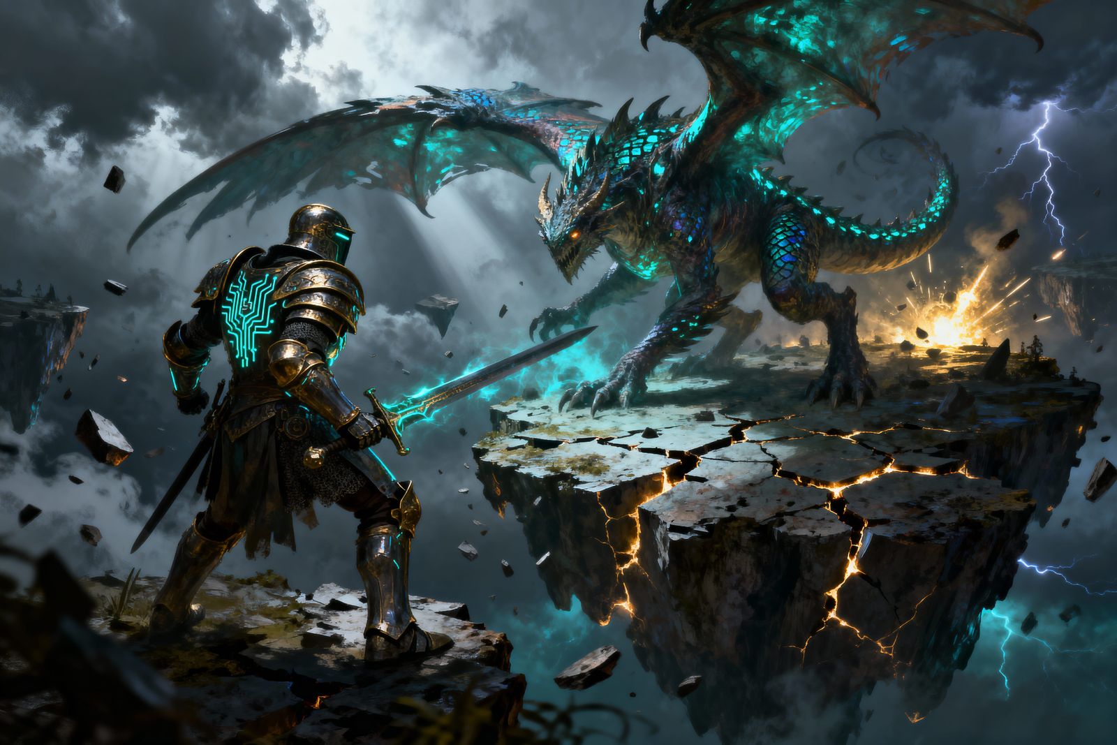 Epic Sci-Fi Fantasy Battle on Floating Islands