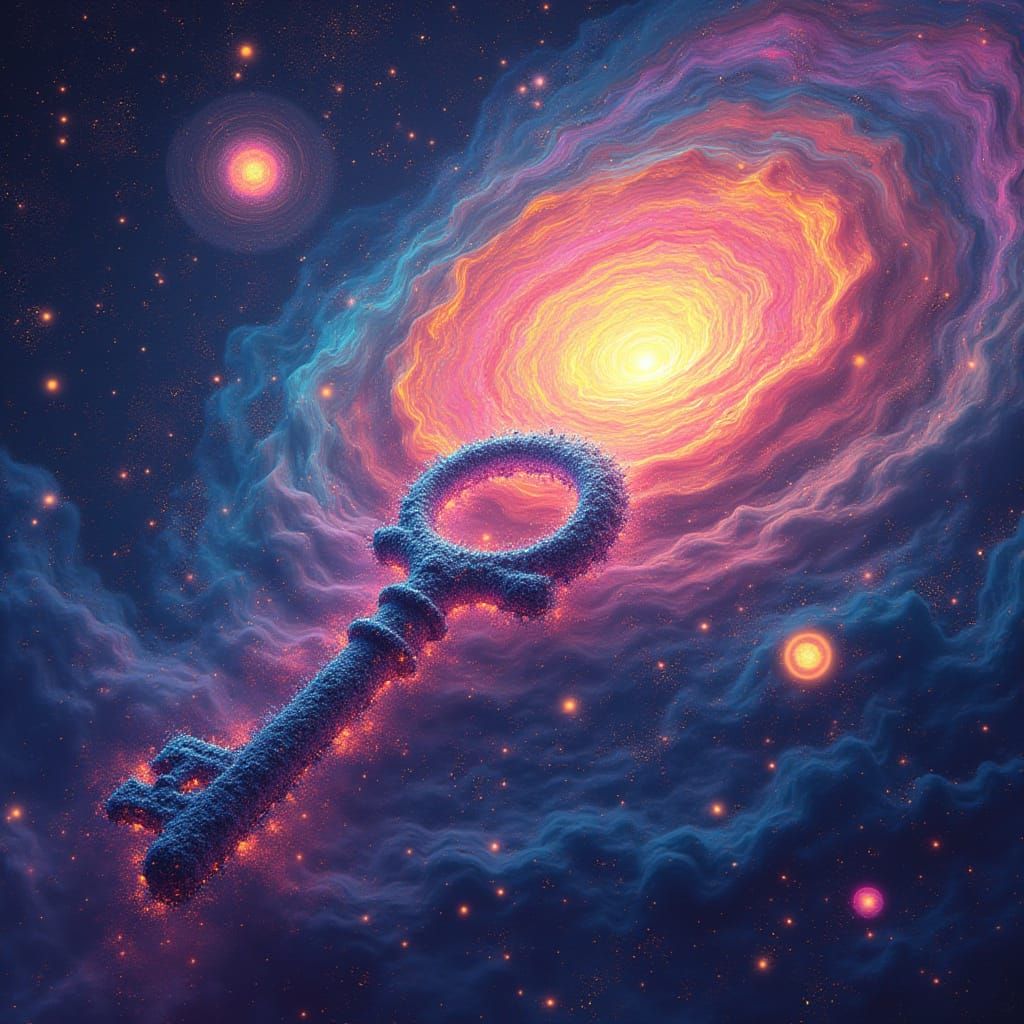 Cosmic Key Unlocks the Tenth Dimension in Vibrant, Neon 3D