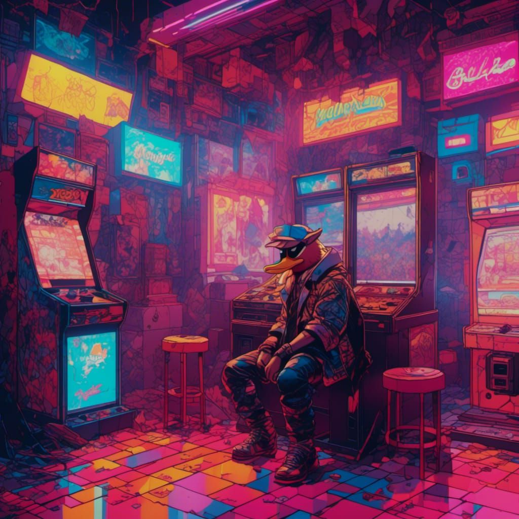 Howard the Duck in Neon 80s Arcade