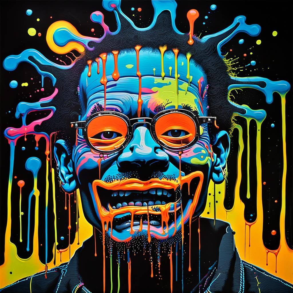 Glowing Graffiti Art in Basquiat Style