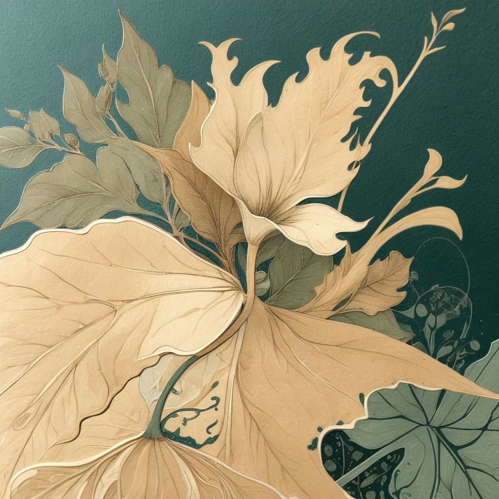 Delicate Art Nouveau Plant Illustration