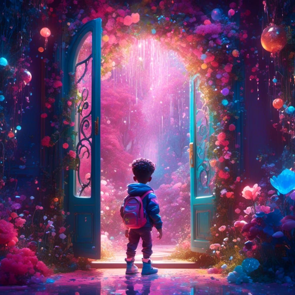 Giant Baby in Doorway: Pixar-Style 3D Render