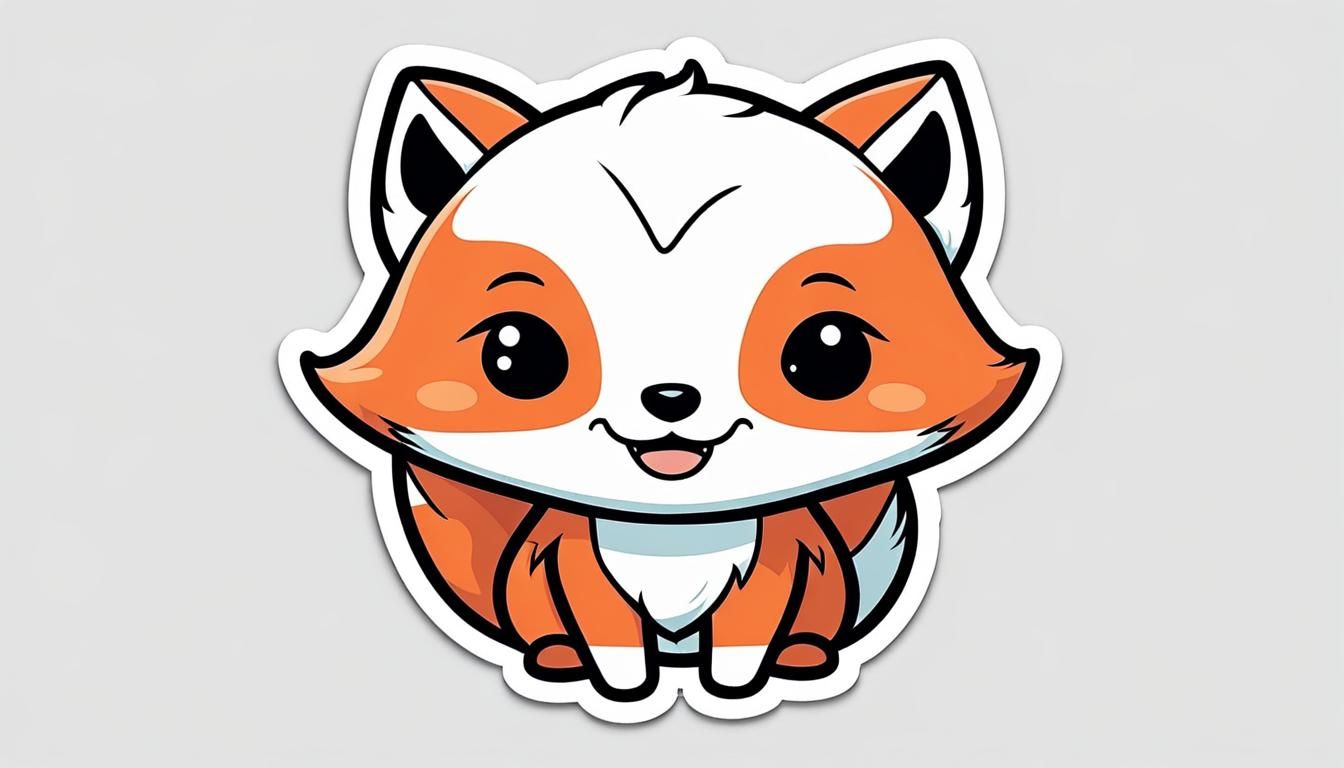 Cute Chibi Fox Sticker in Ghibli Style