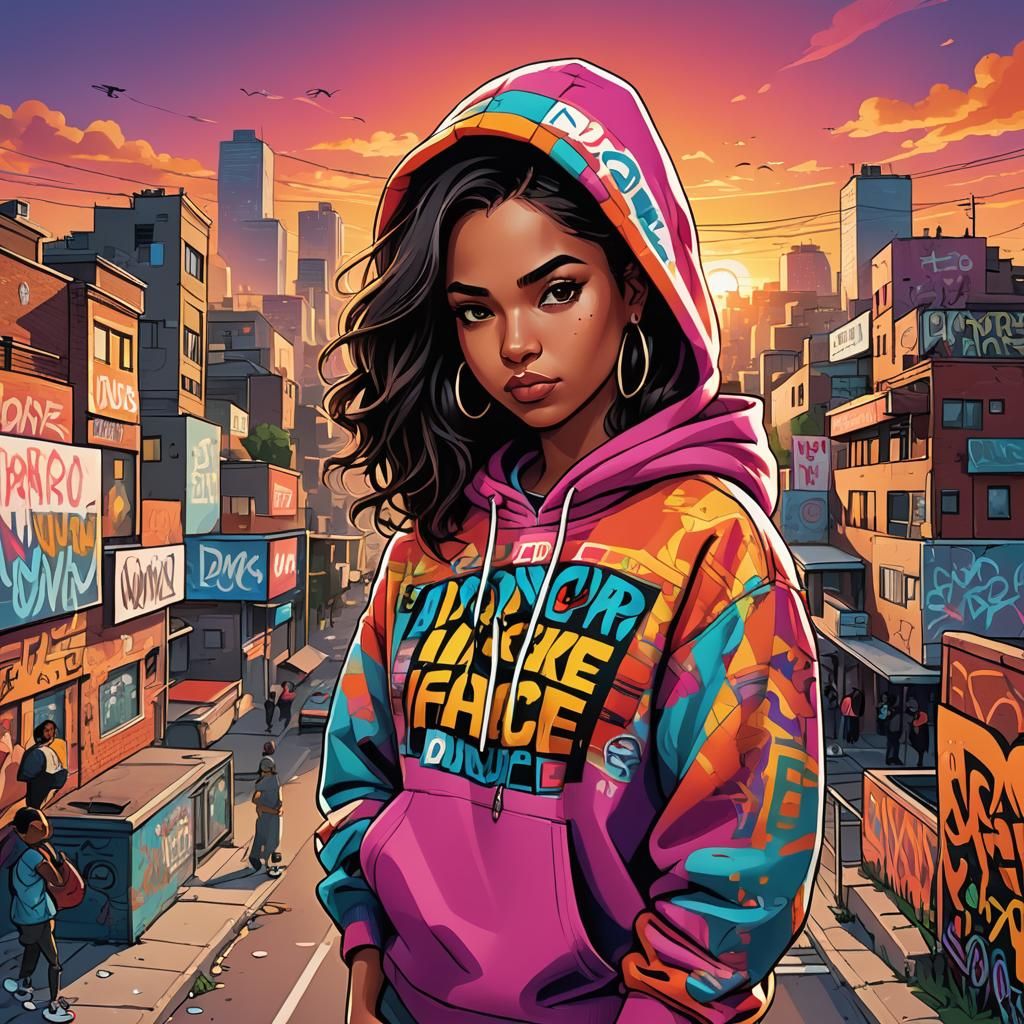 Urban Latina Billboard in Digital Illustration