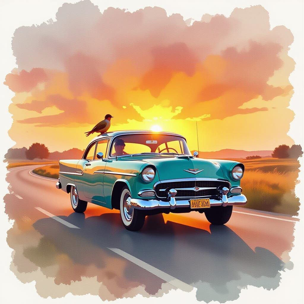 Sunset Scene in Watercolour Aesthetic