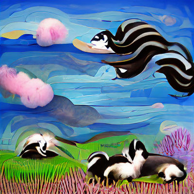 Dream Landscape with Happy Skunks