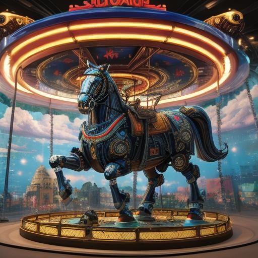 Carousel Horse Robot on Hologram Stage