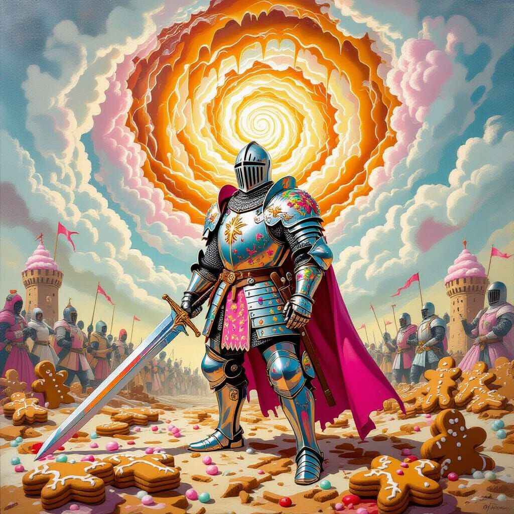Knight in Candy Armor on Gingerbread Battlefield