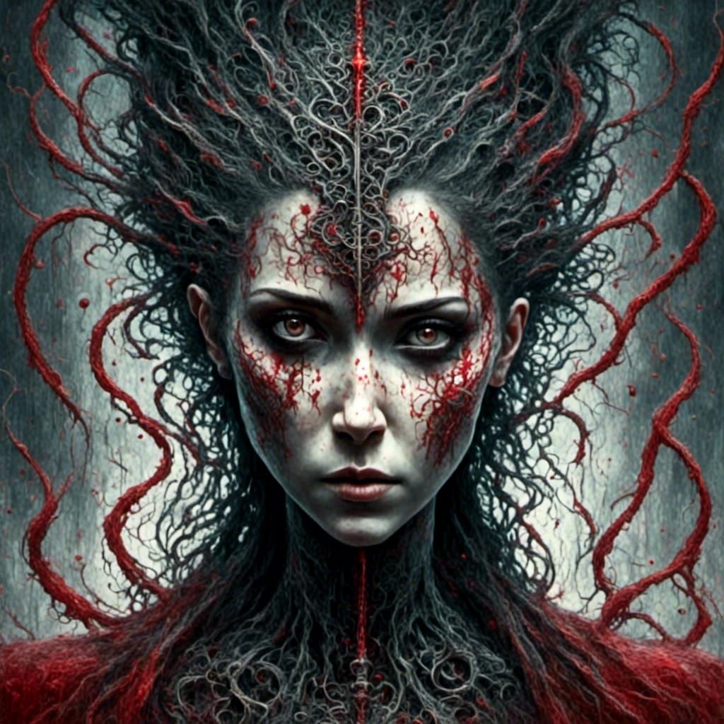 Horrific Pinhead Figure with Chains and Hooks