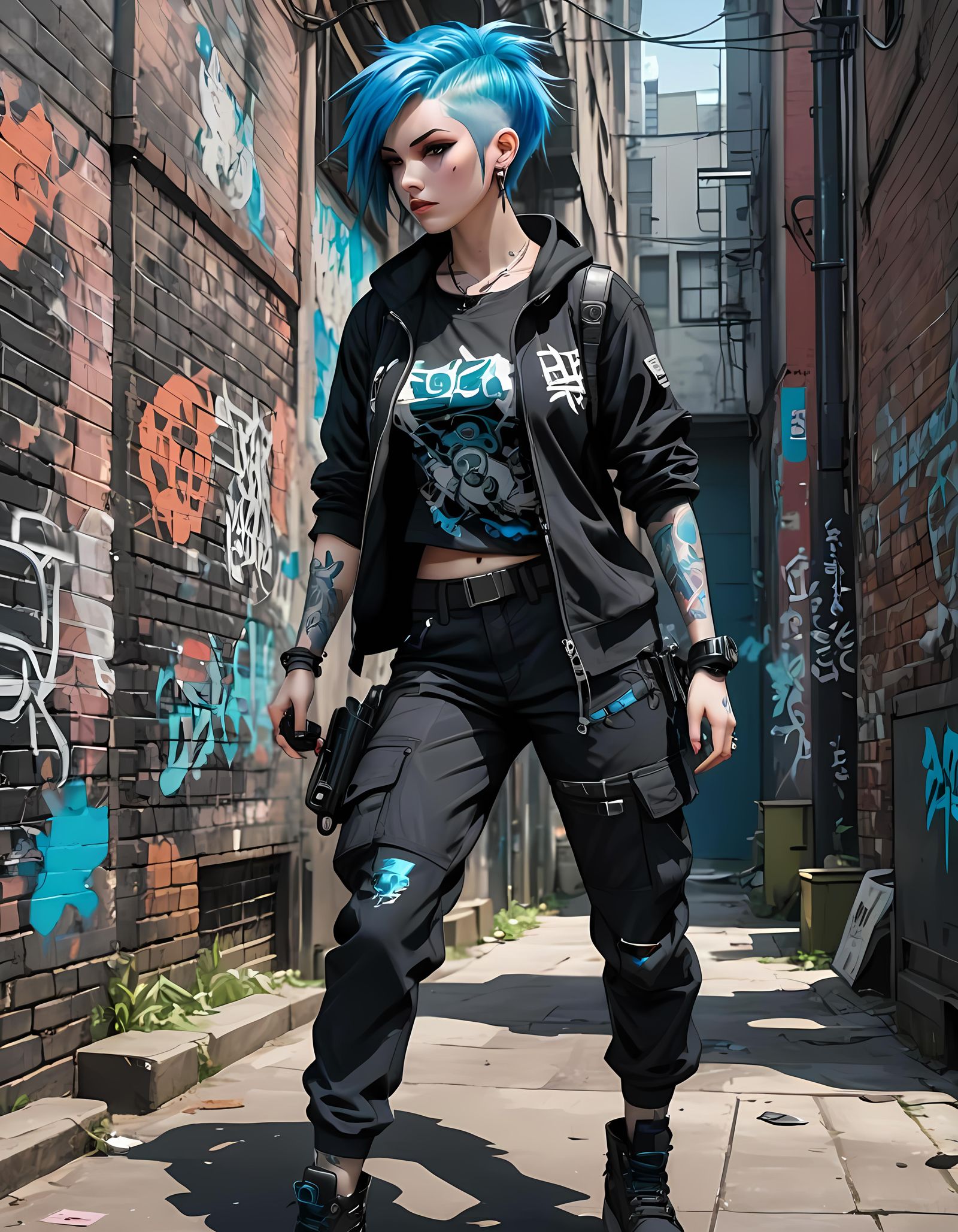 Cyberpunk Punk Girl in Anime Style