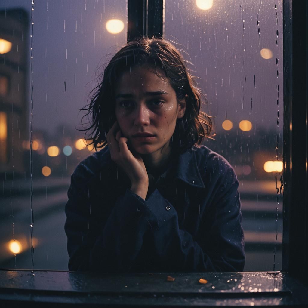 Moody Film Noir: Person Crying in the Dark