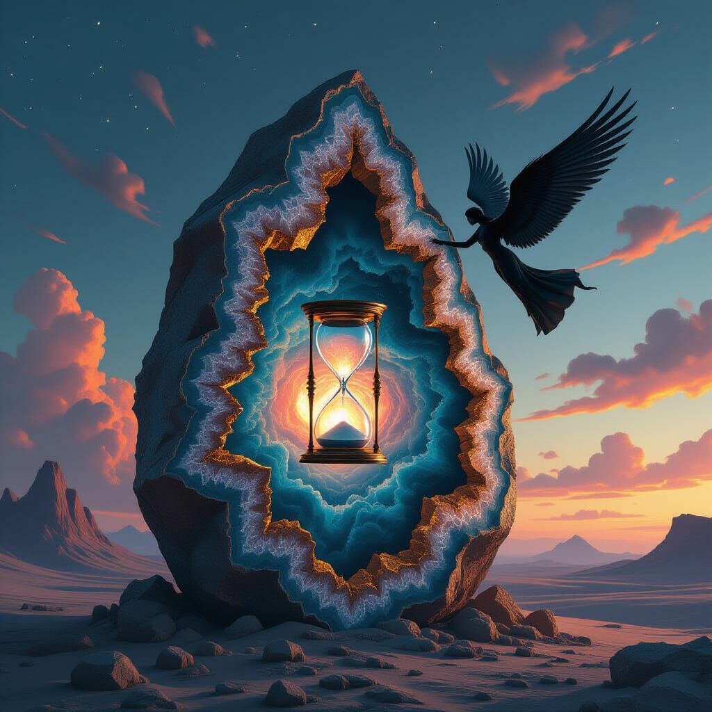 Colossal Geode Reveals Swirling Nebula in Teal, Gold, and Re...