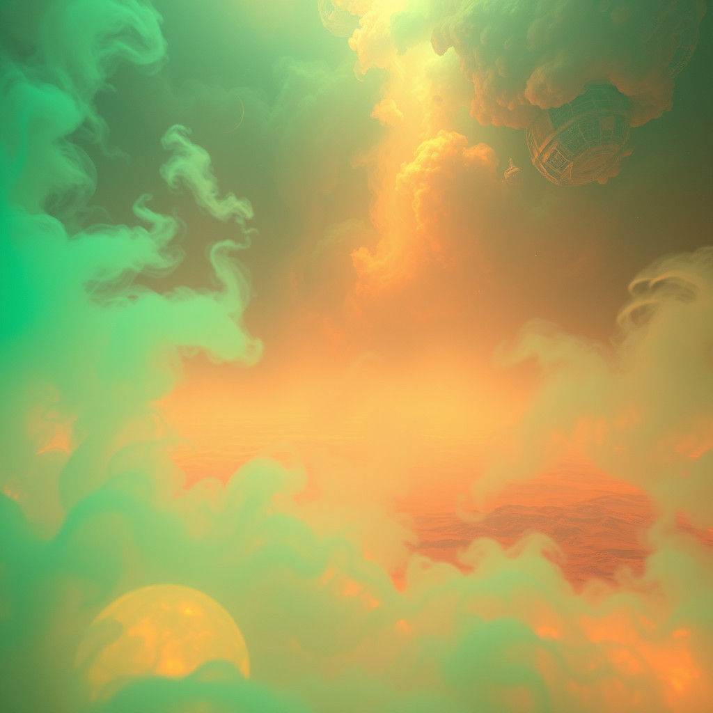 Ethereal Green Mist: Hyper-Detailed Alien Landscape