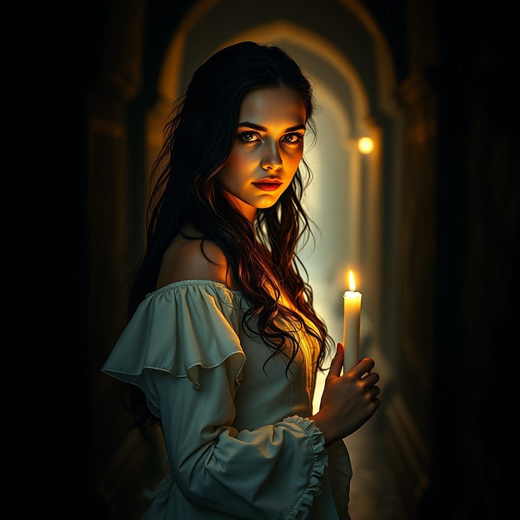 Ethereal Beauty in a Haunting Castle Halls