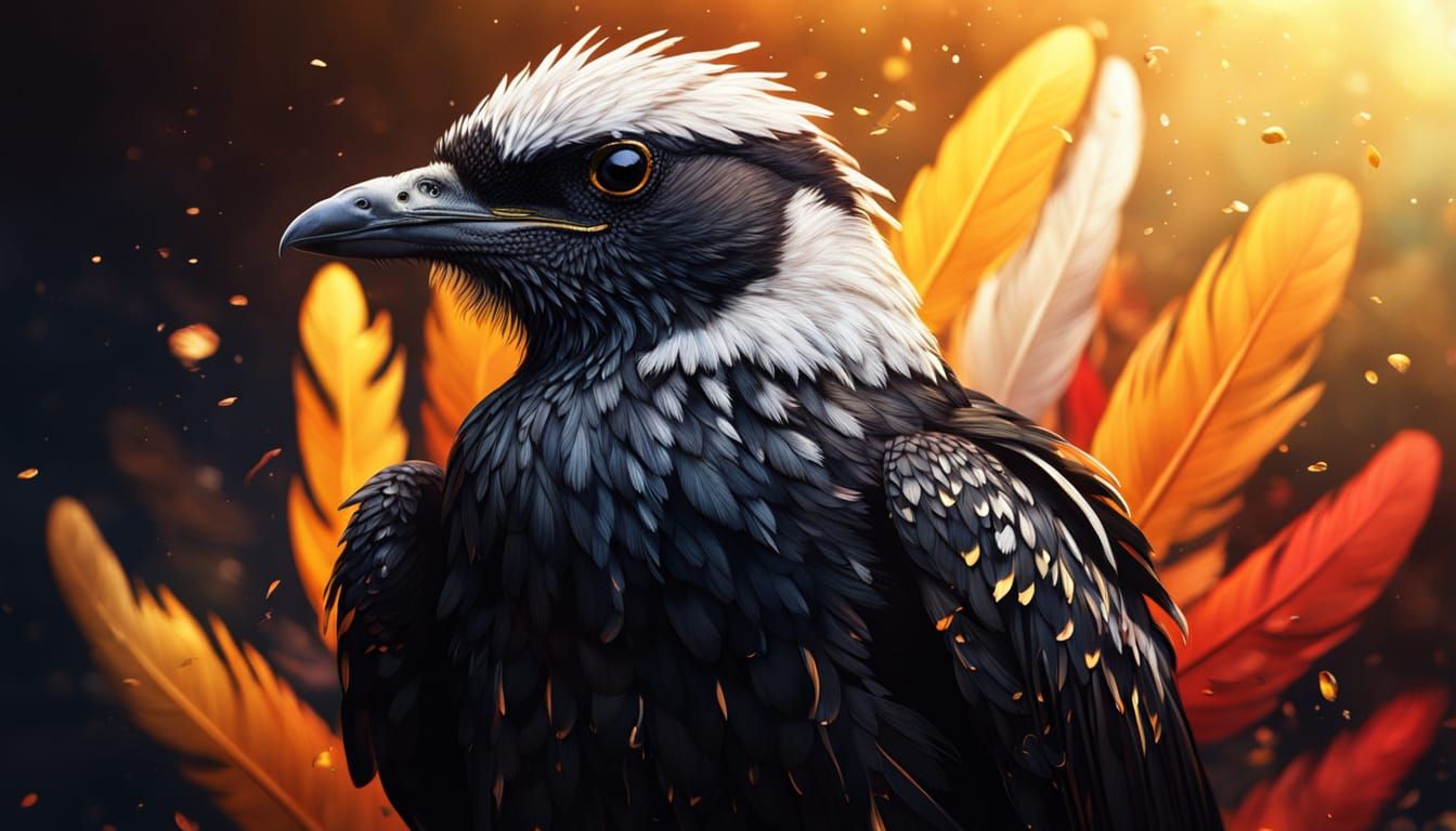 White-Winged Black Tyrant in Splash Art Style