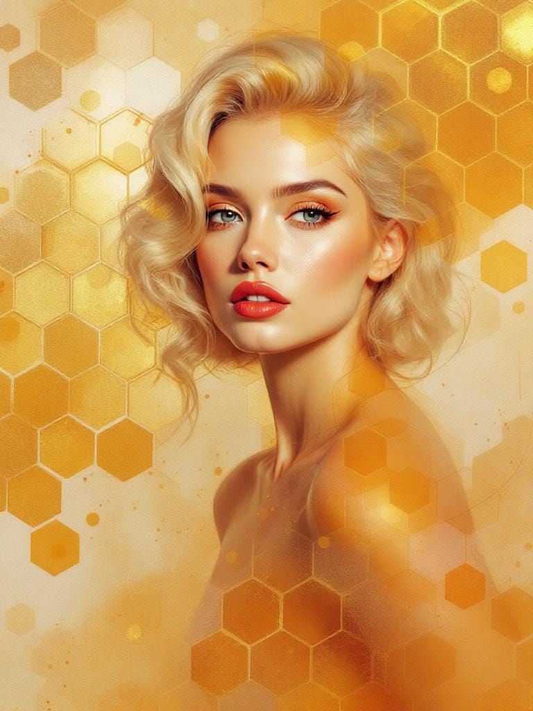 Honeyed Figure in Surrealist Whiskey-Splatter Watercolor